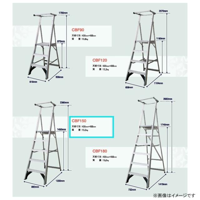 上わく付き踏台 150cm CBF150 [作業台 脚立 高所作業 安全作業 折り畳み アルインコ]_5