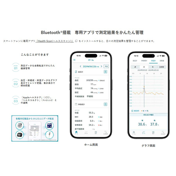 血圧計 上腕式 Bluetooth 装着しやすいカプッとカフ CHUH904C [血圧測定 体調管理 大画面 簡単操作 シチズン]