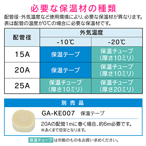 凍結防止ヒーター 2.0m  日本製 GA-KE002 [カクダイ 200cm 配管 水道管保護 寒波対策 住宅設備 GAONA]_5