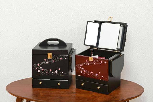 コスメボックス (約)幅26×奥行19×高さ32cm MUD-6163BK 萩原 [家具