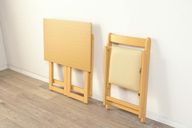 折りたたみデスク＆チェア デスク：(約)幅70×奥行45×高さ69.5cm チェア：(約)幅41×奥行42×高さ64×座面高40cm VCT-7699NA 萩原 [家具 インテリア]_2