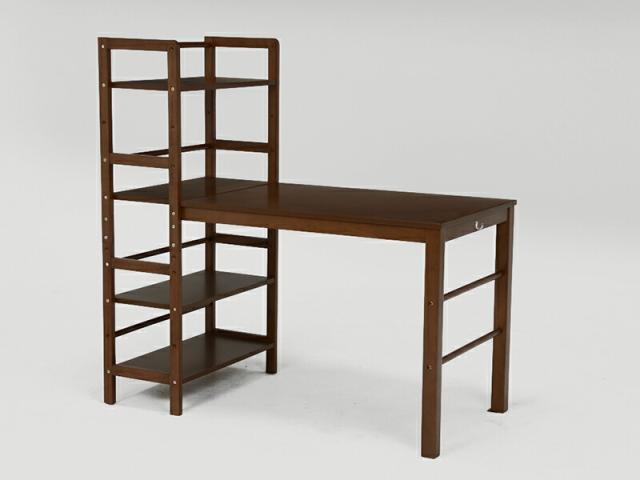 棚付デスク-VD- 120×62×120cm 天然木 パソコンデスク 学習机【幅