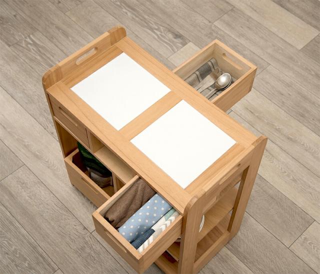 キッチンワゴン (約)幅56×奥行30×高さ62cm MUD-6410NA 萩原 [家具 インテリア]_4