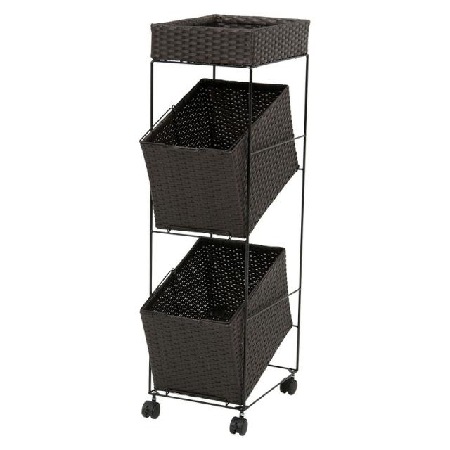 ランドリーラック (約)幅28×奥行42×高さ103cm RAN-2425DBR 萩原 [家具 インテリア]