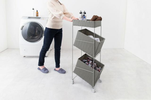 ランドリーラック (約)幅28×奥行42×高さ103cm RAN-2425GY 萩原 [家具 インテリア]の通販は