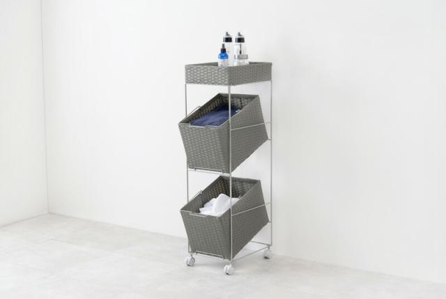 ランドリーラック (約)幅28×奥行42×高さ103cm RAN-2425GY 萩原 [家具 インテリア]の通販は