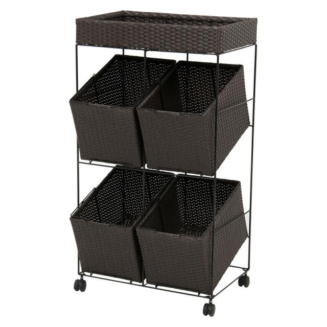 ランドリーラック (約)幅56×奥行42×高さ103cm RAN-2426DBR 萩原 [家具 インテリア]