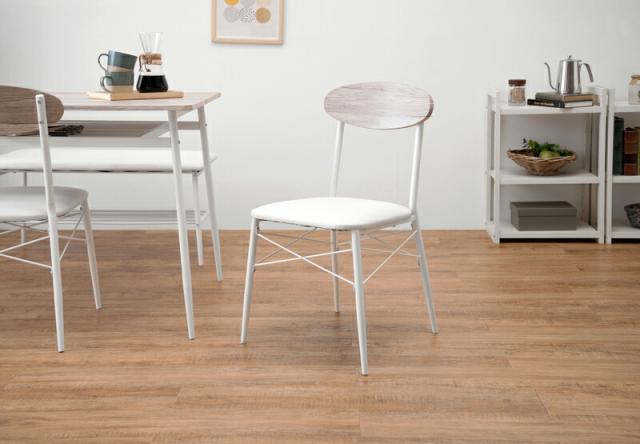 ダイニングチェアー (約)幅45×奥行50×高さ76×座面高42cm LC-4978WH [2脚セット 萩原]_3