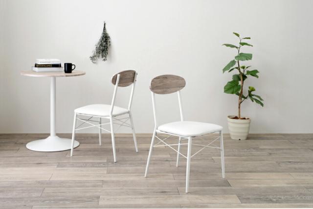 ダイニングチェアー (約)幅45×奥行50×高さ76×座面高42cm LC-4978WH [2脚セット 萩原]_7