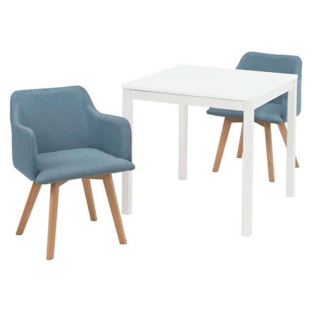 ダイニング3点セット テーブル:(約)幅75×奥行75×高さ72cm、チェア:(約)幅52×奥行54×高さ72×床面高42cm SH-8620WH-23BL-3S 萩原 [家具 インテリア]の通販は