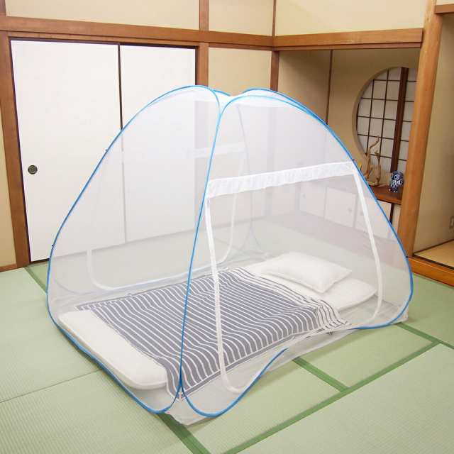 組立簡単 害虫を通さない ワンタッチ式蚊帳 中 サイズ180×200×145cm