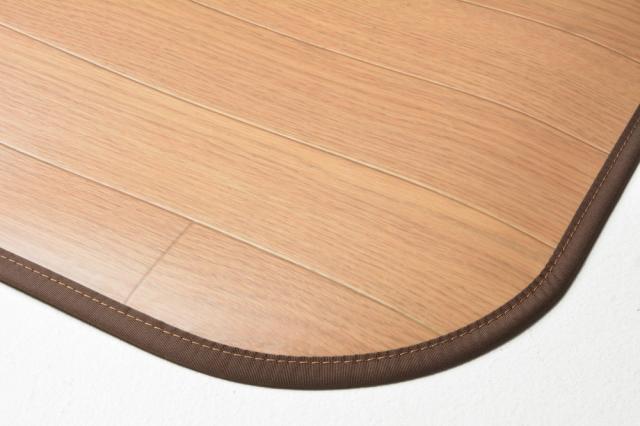 消臭加工付き 木目調ダイニングラグ ブラウン サイズ180×180cm 萩原 [滑り止め 日本製]