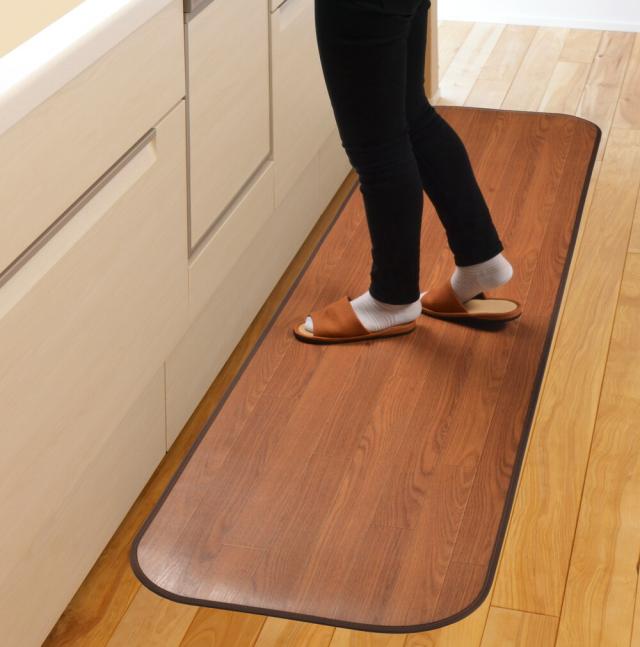 消臭加工付き 木目調フリーマット ブラウン サイズ60×150cm 萩原 [抗菌 撥水 日本製]