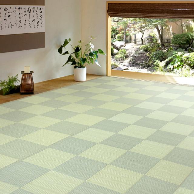丸洗いできる抗菌役立つこと付き添い人い草風引っ敷き 倉間 本間6畳 緑であること 大きさ286×382糎 萩原 [和風 水洗いする]
