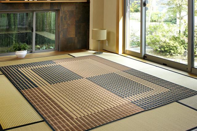 国産い草センターラグ(裏貼り) 右京(うきょう) ベージュ サイズ191×250cm 萩原 [上質 抗カビ 消臭 職人業 国産い草100％ 日本製]
