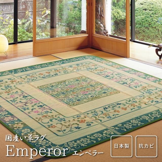 国産い草センターラグ(裏貼り) 天津御姉 緑であること 大きさ200×200糎 萩原 [御膳上等 抗菌類 消臭 技術者業 国産い草100％ 日本製]