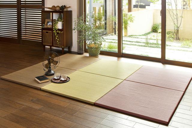 〔9枚セット〕 置き畳 ユニット畳 約幅82×奥行82×高さ2.5cm レッド い草 100％ 軽量 調湿 保湿 断熱 空気清浄 消臭機能〔代引不可〕 9枚セット〕 PP 置き畳 ユニット畳 約幅82×奥行82×高さ2.5cm グリーン