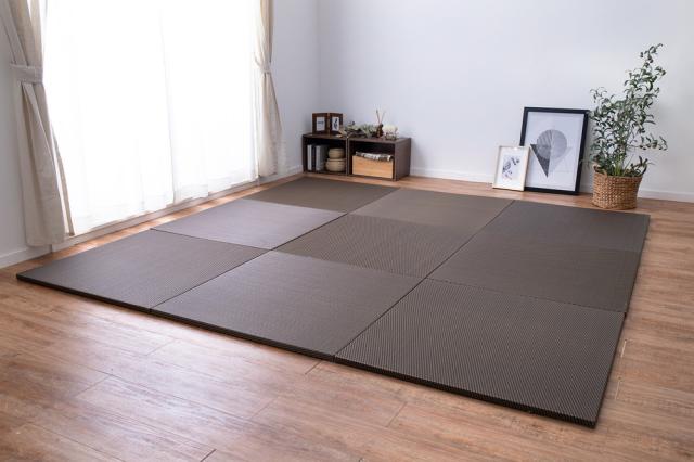 水拭きできる い草風置き畳 彩模様 6枚セット グリーン サイズ82×82×2.5cm  萩原 [ごろ寝 プレイマット 床キズ防止 抗カビ 消臭 軽量]の通販は 17,317円