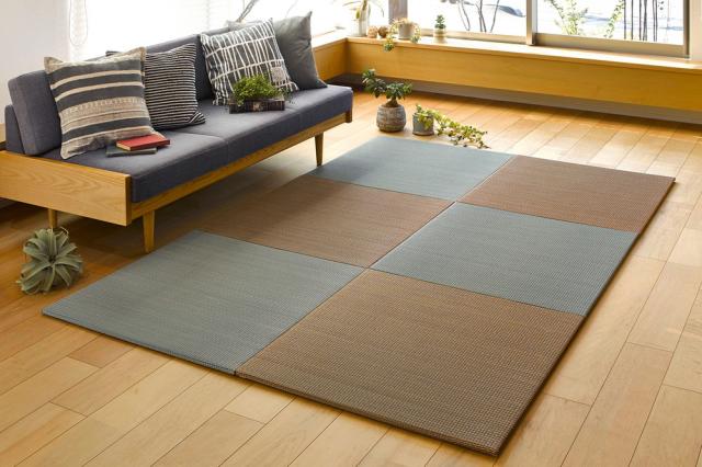 すき間のできにくい置き畳 四季 同色9枚セット ブラウン サイズ82×82×1.5cm  萩原 [ごろ寝 プレイマット 床キズ防止 抗カビ 消臭]の通販は 31,788円