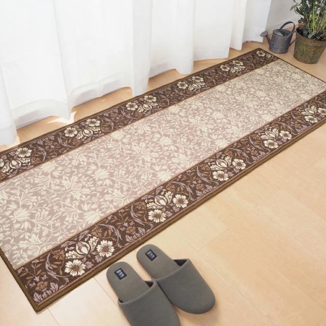 タフトプリント廊下敷き エレガンス GN グリーン サイズ80×180cm  萩原 [防音効果 ロングカーペット キッチンマット 手洗い可 すべり止め]の通販は 4,866円