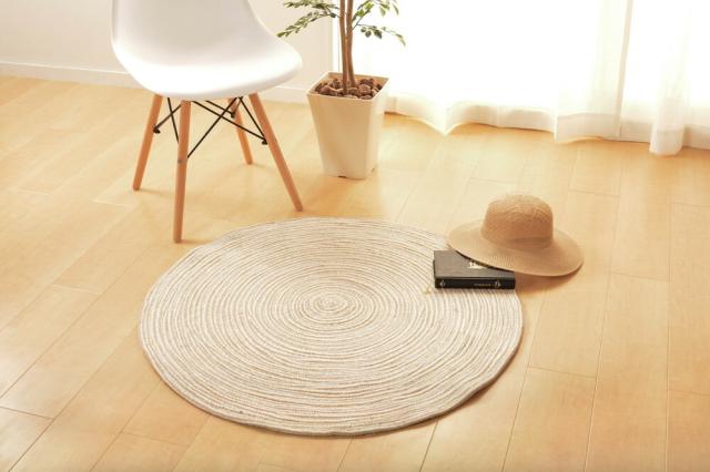 ハンドメイド 綿100%の編み込みラグ ブレイド グレーホワイト サイズ180Rcm  萩原 [コットン インド製]の通販は 22,649円