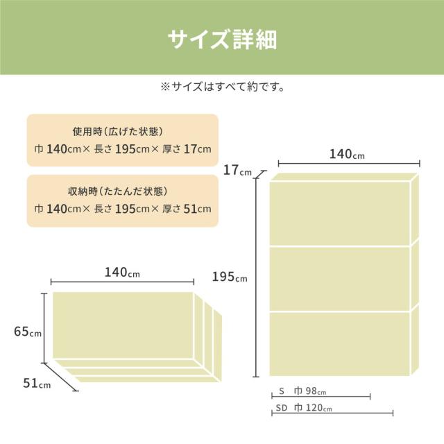 折り畳み高反発マットレス ダブル 高反発ウレタン 約140×195×17cm 萩原 [寝具 マットレス 国産 お手軽 お昼寝]_5