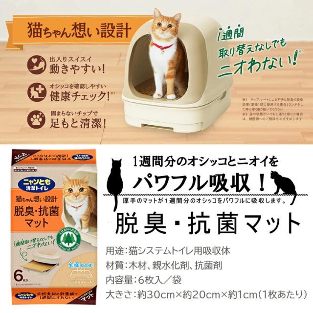 ニャンとも清潔トイレ 脱臭・抗菌 マット （6枚x20個入） [【2ケース 