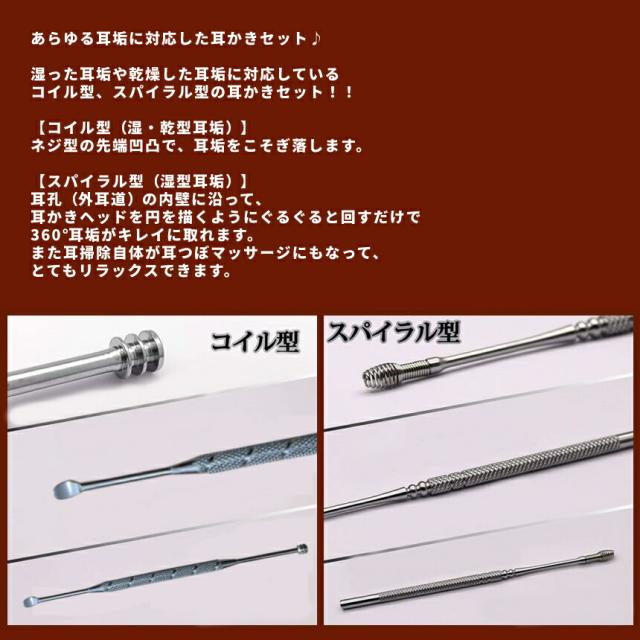 朝耳掻き よく取れる 耳かき 2本セット ステンレス スプーン コイル