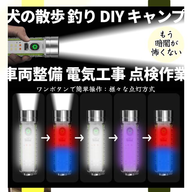 懐中電灯 2台SET 充電式 ポケット ライト スケルトン ハンディライト 爆光 照明 作業灯 LED照明 ミニサイズ LED COB typec 2-SKELGT 懐中電灯 充電式 ライト CM SHOPパル2 lm&frasl;ライト