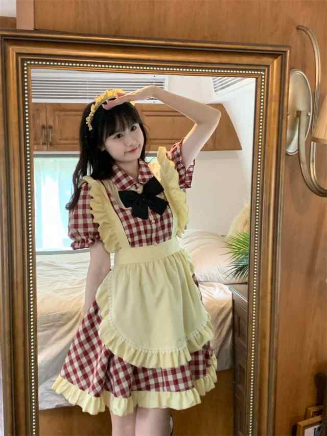 メイド服 かわいい チェック柄 4点セット ワンピース+カチューシャ+エプロン+蝶結び コスプレ ロリータ ゴスロリ ハロウィン クリスマス  コスチューム 衣装 仮装 レディース 半袖 萌え パーティー イベント カフェ 喫茶店 学園祭 文化祭の通販はau PAY マーケット - fancy  ...