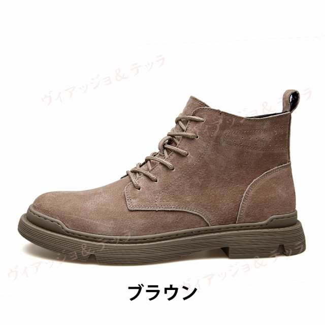 レザー プレーンミッドブーツ メンズ ワークブーツ ハイカット