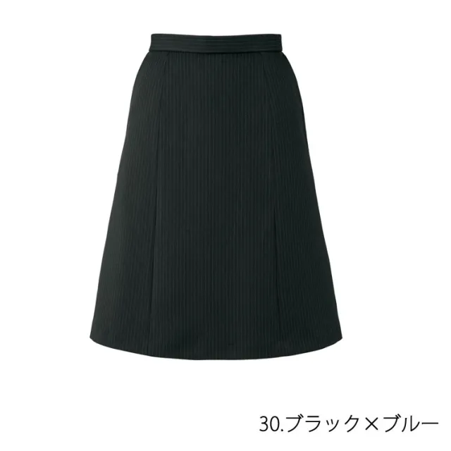 レディース Aラインスカート ストレッチ オールシーズン 通年 定番 ストライプ 紺 黒 ネイビー ブラック オフィス 防臭 事務服 制服 通勤 ボンオフィス AS2345_10