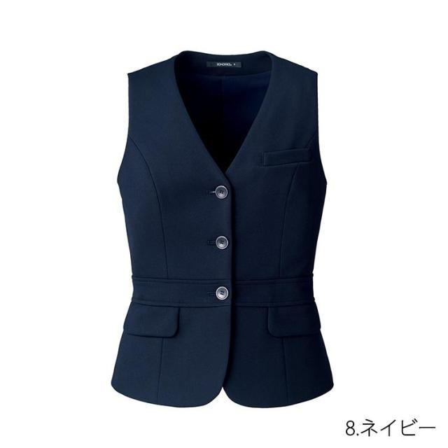 レディース オールシーズン ニット ベスト 無地 事務服 接客 受付オフィス 定番 OL 抗菌裏地　エコ ボンオフィス AV1266_4