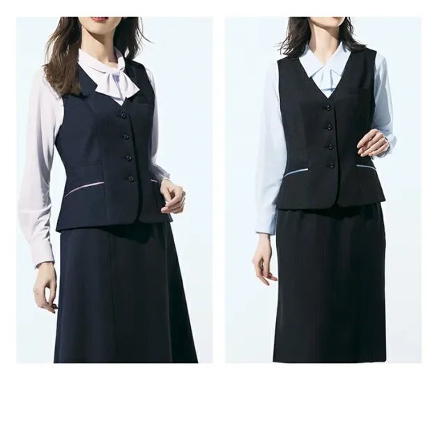 レディース 長袖 ベスト オールシーズン 定番 ストレッチ 防臭 紺 黒 ネイビー ブラック オフィス 事務服 制服 通勤 ホームクリーニング ボンオフィス AV1289_7