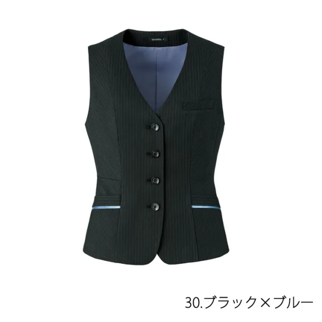 レディース 長袖 ベスト オールシーズン 定番 ストレッチ 防臭 紺 黒 ネイビー ブラック オフィス 事務服 制服 通勤 ホームクリーニング ボンオフィス AV1289_11