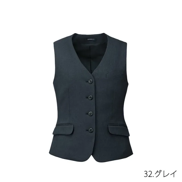 レディース オールシーズン ベスト 無地 事務服 接客 受付　オフィス 2WAYストレッチ 定番 OL ボンオフィス AV1293_9