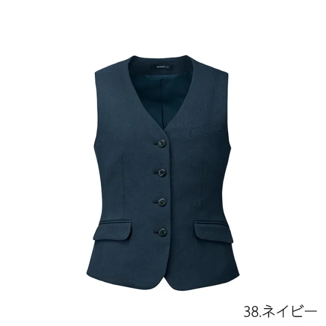 レディース オールシーズン ベスト 無地 事務服 接客 受付　オフィス 2WAYストレッチ 定番 OL ボンオフィス AV1293_11