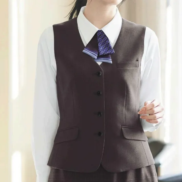 レディース オールシーズン ベスト 無地 事務服 接客 受付　オフィス 2WAYストレッチ 定番 OL ボンオフィス AV1293_1