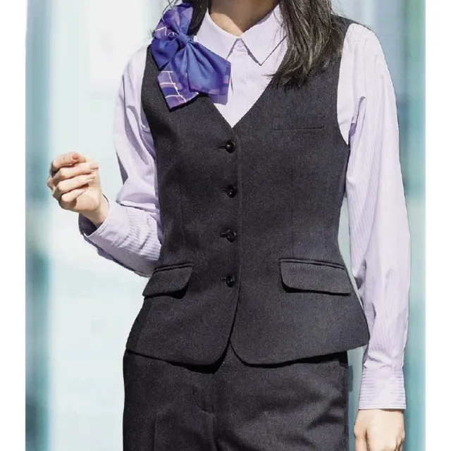 レディース オールシーズン ベスト 無地 事務服 接客 受付　オフィス 2WAYストレッチ 定番 OL ボンオフィス AV1293_3