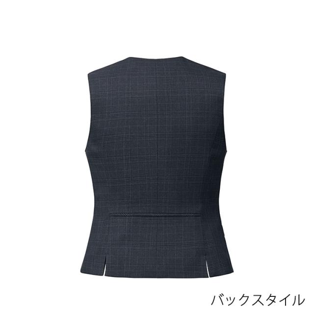 レディース オールシーズン ベスト チェック 事務服 接客 受付　オフィス 2WAYストレッチ 定番 OL ボンオフィス AV1294_8