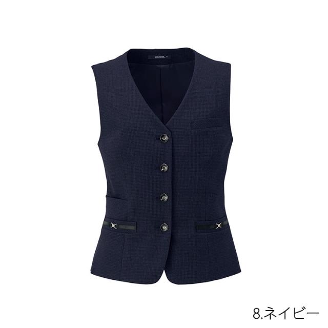 2025秋冬新作 レディース ベスト オールシーズン 定番 ストレッチ グレイ ネイビー オフィス 事務服 制服 通勤 クリニックノーブル ボンオフィス AV1296_10