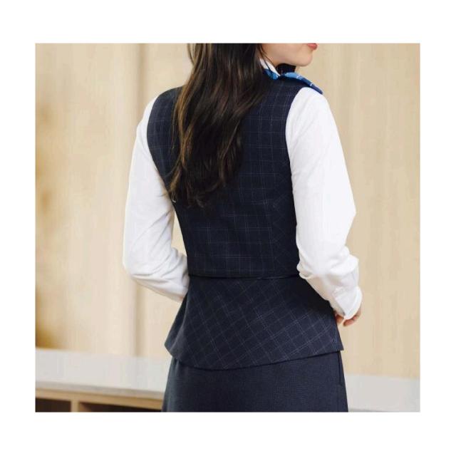 2025秋冬新作 レディース ベスト オールシーズン 定番 ストレッチ グレイ ネイビー オフィス 事務服 制服 通勤 クリニックノーブル ボンオフィス AV1297_4