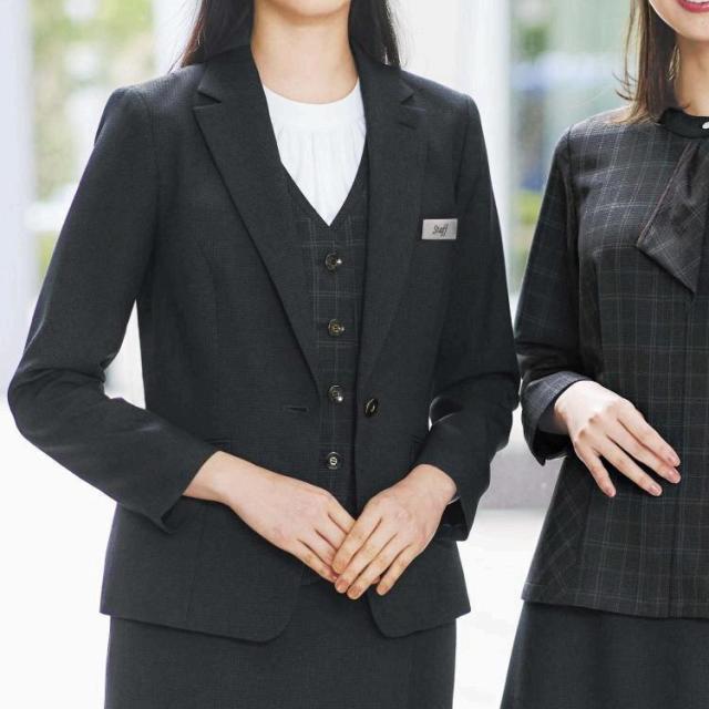 2025秋冬新作 レディース ベスト オールシーズン 定番 ストレッチ グレイ ネイビー オフィス 事務服 制服 通勤 クリニックノーブル ボンオフィス AV1297_5