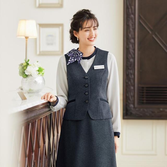 MIKATA レディース ベスト ストレッチ オールシーズン オフィス 無地 接客 制服 事務服  ブラック ネイビー ミカタ SA490V 神馬本店 クラシカル パイピング MIKATA レディース ベスト ストレッチ オールシーズン オフィス 無地