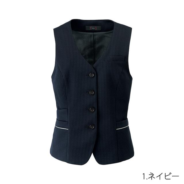 MIKATA レディース ベスト ジェシーチェック ストレッチ オールシーズン オフィス 無地 制服 事務服 ネイビー ホテル クリニック ブルー MIKATA ミカタ SA900V_9