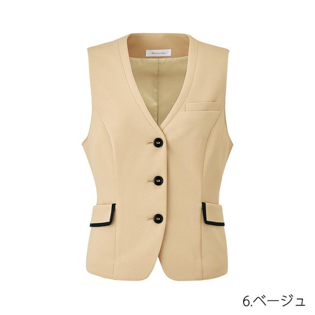 MIKATA レディース ベスト ストレッチ オールシーズン オフィス 無地 接客 制服 事務服  ブラック ベージュ ミカタ WN50V 神馬本店 クラシカル パイピング_9