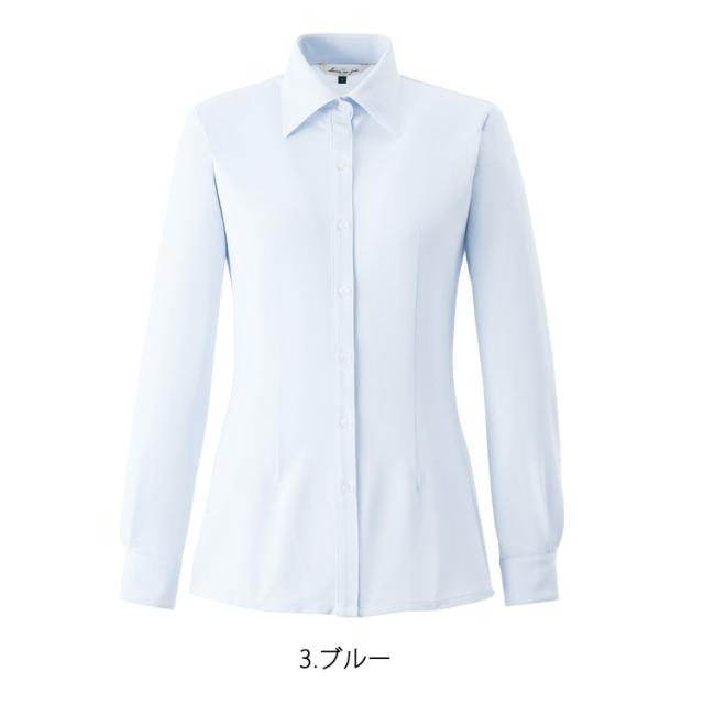 レディース 長袖ブラウス 吸汗速乾 ストレッチ ドライ オフィスシャツ