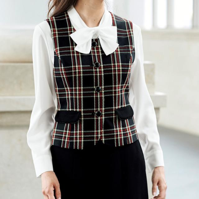 レディース ベスト オールシーズン オフィス タータン チェック 事務服 定番 ノーマル フォーマル 入学式 卒業式  面接 受験 ジョア かわいい 11790 レディース ベスト オールシーズン オフィス タータン チェック 事務服
