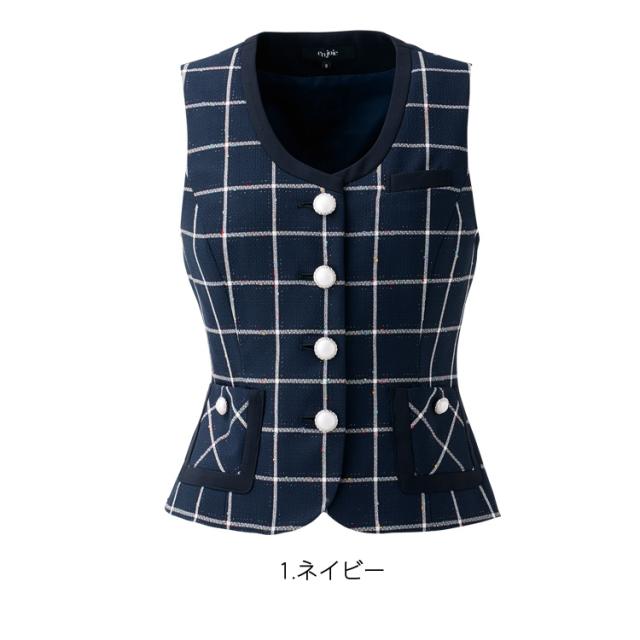 レディース ベスト オールシーズン オフィス チェック 事務服 定番 ノーマル フォーマル 入学式 卒業式  面接 受験 ジョア かわいい 12010_4