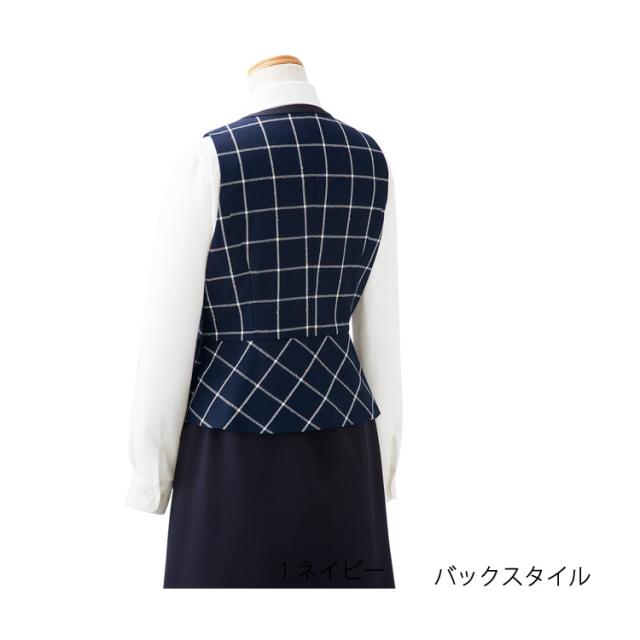 レディース ベスト オールシーズン オフィス チェック 事務服 定番 ノーマル フォーマル 入学式 卒業式  面接 受験 ジョア かわいい 12010_5